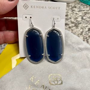 Danielle Silver Drop Earrings In navy blue